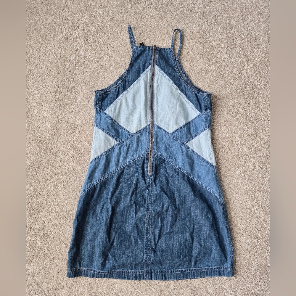 Express Two-Tone Denim Patchwork Mini Dress - Picture 3 of 4